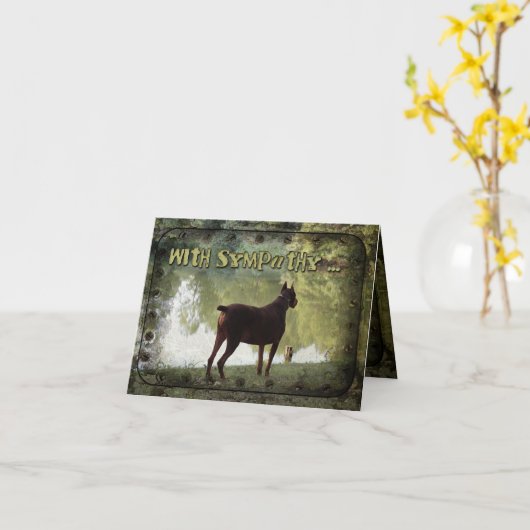 Met sympathie - Doberman met uitzicht op een meer Kaart (Gele Bloem)
