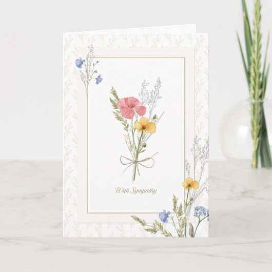 Met sympathie  geperste bloemen kaart (Voorkant)