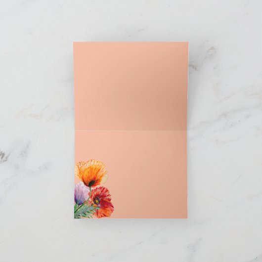 Met sympathie, Waterverf papaverbloemen Kaart (Binnen)