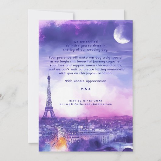 Met TEKST aan de achterkant Amour Éternel à la Par Kaart (Achterkant)