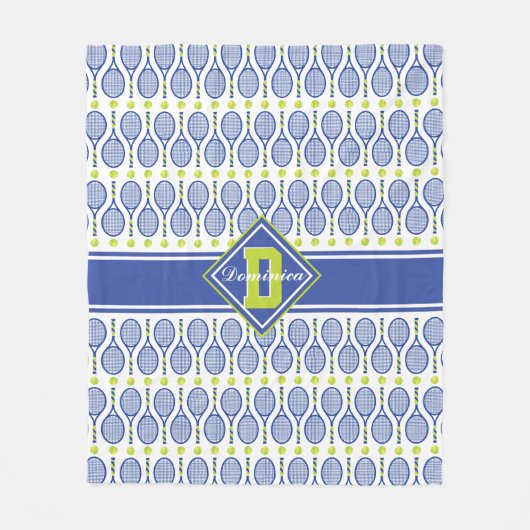 Met tekst 🎾 blauw, groen, wit tennis 🎾 patroon fleece deken (Voorkant)