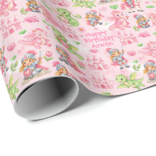 Met tekst Fantasy Castle Verjaardag Cadeaupapier