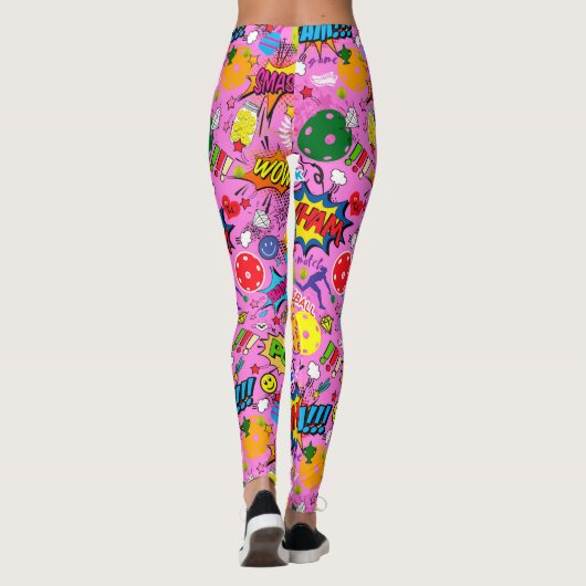 😍 met tekst gemengde pickleball roze Leggings (Achterkant)