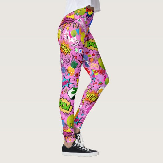 😍 met tekst gemengde pickleball roze Leggings (Rechts)