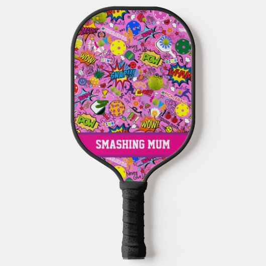 😍 met tekst gemengde pickleball roze pickleball paddle (Voorkant)