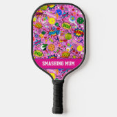 😍 met tekst gemengde pickleball roze pickleball paddle (Achterkant)