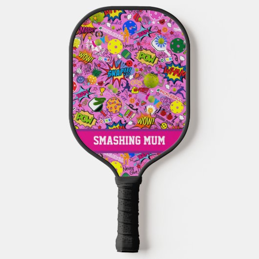 😍 met tekst gemengde pickleball roze pickleball paddle (Achterkant)