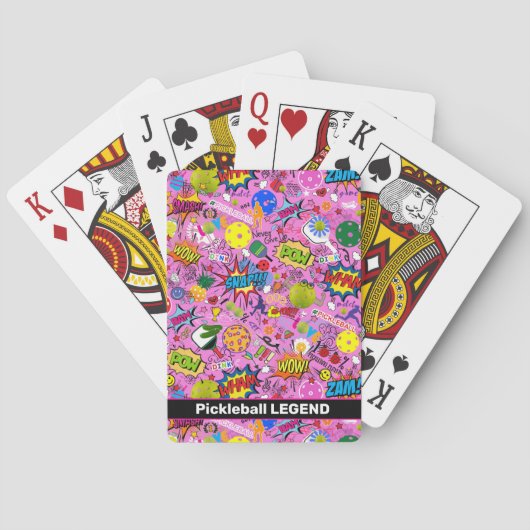 😍 met tekst gemengde pickleball roze pokerkaarten (Achterkant)