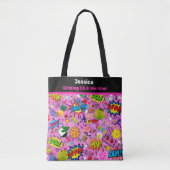 😍 met tekst gemengde pickleball roze tote bag (Voorkant)