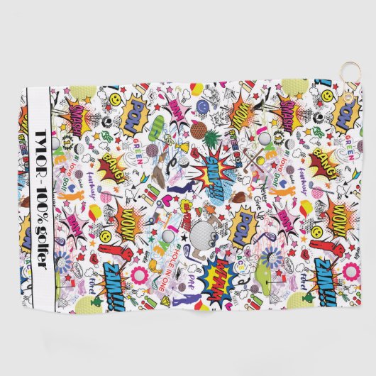 😍 🏌️ met tekst geweldige golfmix wit golfhanddoek (Horizontaal)