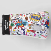 😍 🏌️ met tekst geweldige golfmix wit golfheadcover (Voorkant)