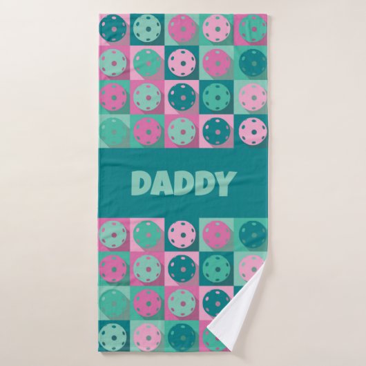 Met tekst Geweldige pickleball roze 💗 en munt 💚 Badhanddoek (Badhanddoek)