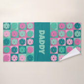 Met tekst Geweldige pickleball roze 💗 en munt 💚 Badhanddoek (Badhanddoek)