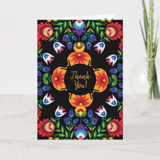 Met tekst Geweldige pools Folk Wycinanki Dank u Bedankkaart (Voorkant)