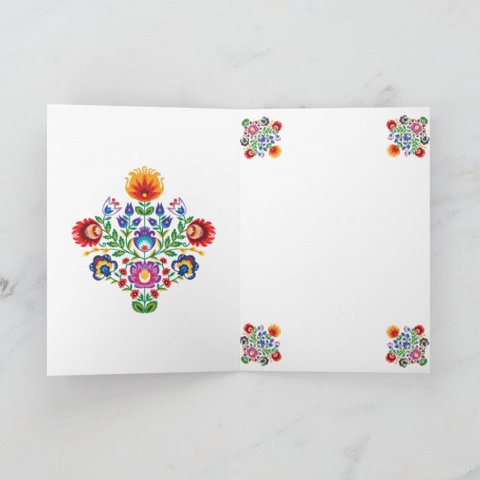 Met tekst Geweldige pools Folk Wycinanki Dank u Bedankkaart (Binnen)