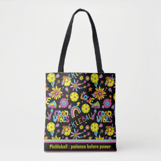Met tekst, Groovy, retro 90, zwart Tote Bag