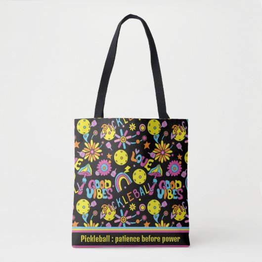 Met tekst, Groovy, retro 90, zwart Tote Bag (Voorkant)