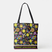 Met tekst, Groovy, retro 90, zwart Tote Bag (Achterkant)