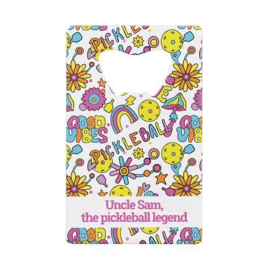 Met tekst, Groovy, retro 90s, wit Creditkaart Flessenopener (Voorkant)