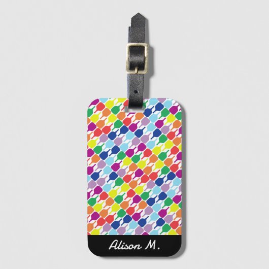 Met tekst Kleurrijke handpalmen 💚 💛 💙 Bagagelabel (Voorkant (verticaal))