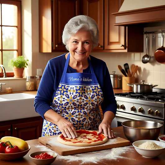 Met tekst 💙 prachtig blauw en geel Azulejos Schort