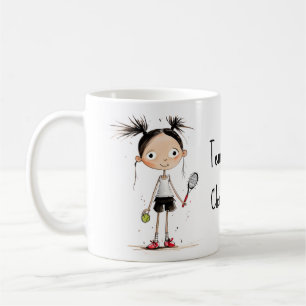 Met tekst, schattig tennis ster meisje koffiemok