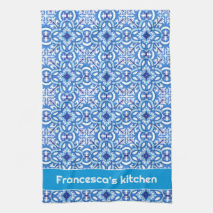 Met tekst 🤍 💙Wit en blauw Porto Azulejos Theedoek