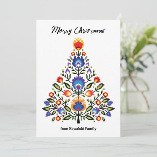 Met tekst Wycinanki Wonderland Kerstmis Feestdagenkaart (Staand voorkant)