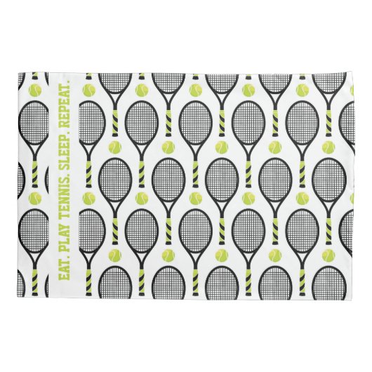 Met tekst 🎾 zwart en groene tennis 🎾 wit kussensloop (Achterkant)