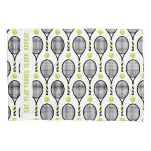 Met tekst 🎾 zwart en groene tennis 🎾 wit kussensloop
