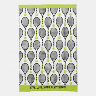 Met tekst🎾Zwart en groen tennis🎾 wit Theedoek