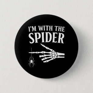 met The Spider Shirt Grappig Halloween Skelet Ronde Button 5,7 Cm