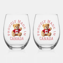 Met trots gemaakt in Canada met Teddy Bear Wijnglas Zonder Voet