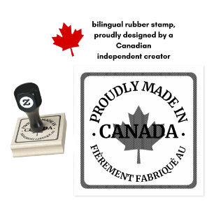 Met trots gemaakt in Canada tweetalig Engels Frans Rubberstempel