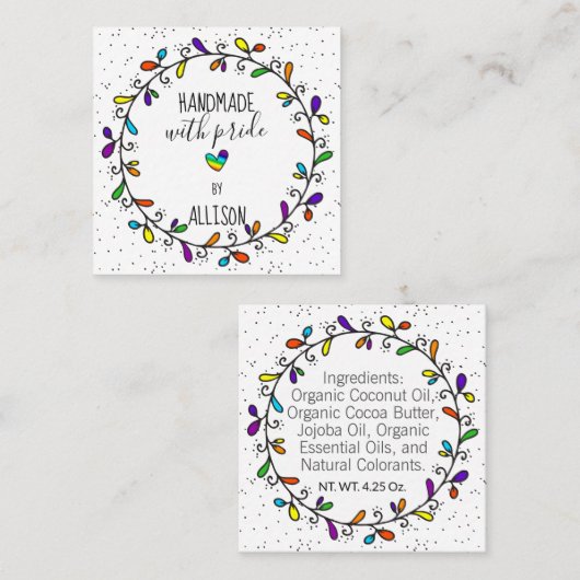 Met trots gemaakte regenboog dubbelzijdige hanglab vierkante visitekaartje (Voorkant / Achterkant)