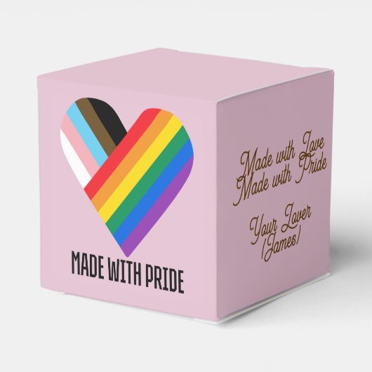 Met trots gemaakte regenbooghart aangepaste modern bedankdoosjes (Achterkant)