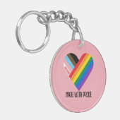 Met trots gemaakte regenbooghart aangepaste modern sleutelhanger (Voorkant Links)