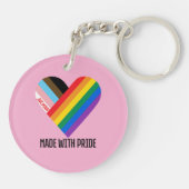 Met trots gemaakte regenbooghart aangepaste modern sleutelhanger (Achterkant)