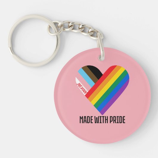 Met trots gemaakte regenbooghart aangepaste modern sleutelhanger (Voorkant)