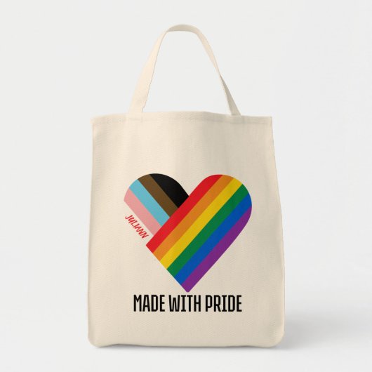 Met trots gemaakte regenbooghart aangepaste modern tote bag (Voorkant)