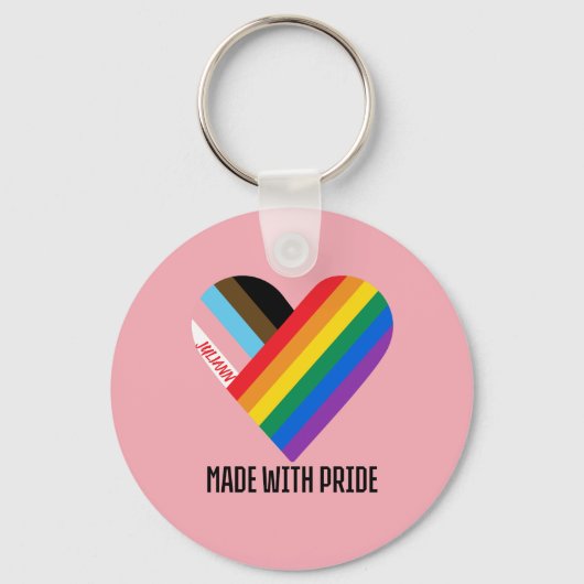 Met trots regenbooghart aangepast modern sleutelhanger (Voorkant)
