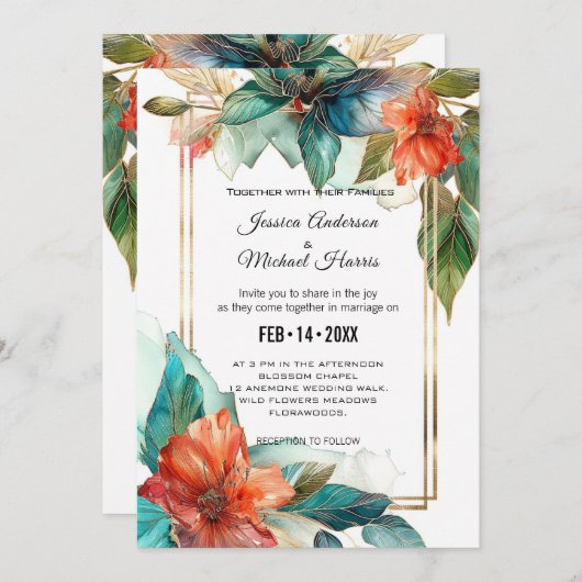 Met trouwdetails Hibiscus Serenade Paradise Kaart (Voorkant / Achterkant)