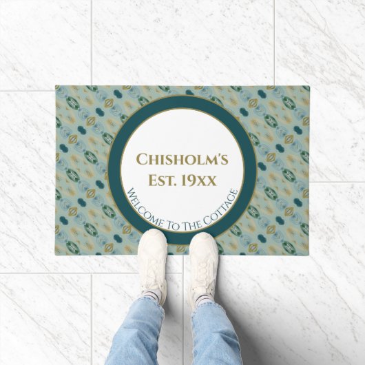 Met turkoois en lichtgroen patroon deurmat (Binnen)