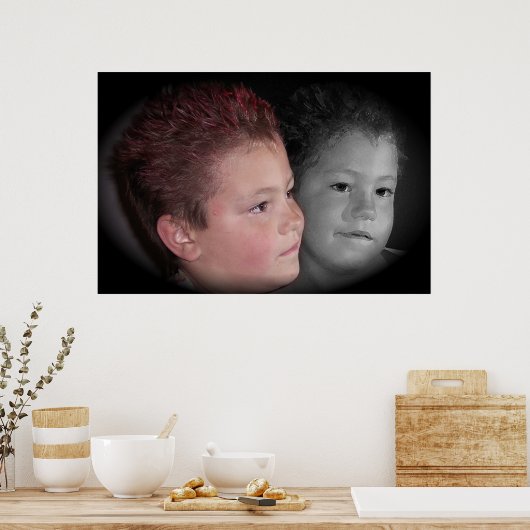 met twee gezichten poster (Keuken)