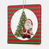 Met twee kanten santas / vierkant keramisch ornament (Links)