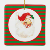 Met twee kanten santas / vierkant keramisch ornament (Achterkant)