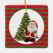 Met twee kanten santas / vierkant keramisch ornament (Voorkant)