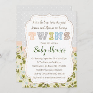met tweelingen neutraal Baby shower Kaart