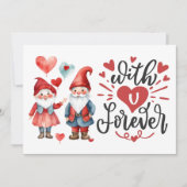 "Met U Forever" Schattigee Gnome Foto Valentijnse Notitiekaartje (Voorkant)