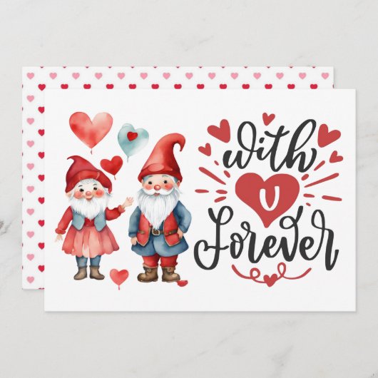 "Met U Forever" Schattigee Gnome Foto Valentijnse Notitiekaartje (Voorkant / Achterkant)
